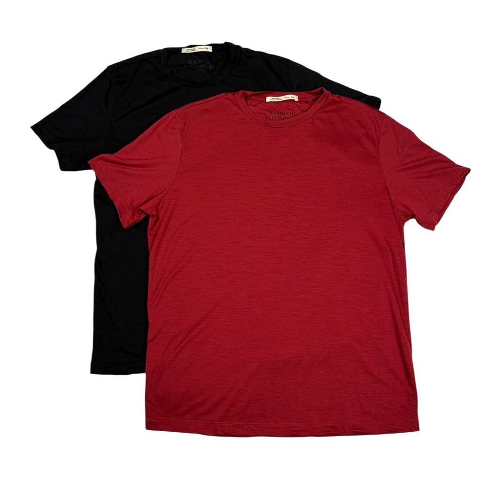 Maurizio Baldassari Brera Bundle Set 2 Virgin Wool Short Sleeve T-shirts Mens M